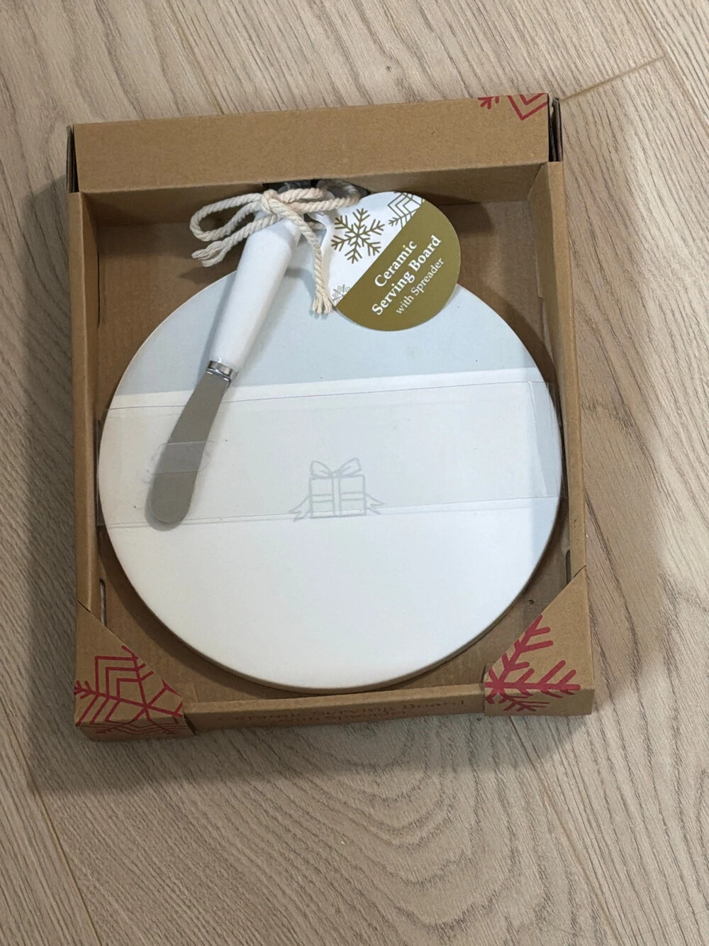 Ceramic serving board with spoon